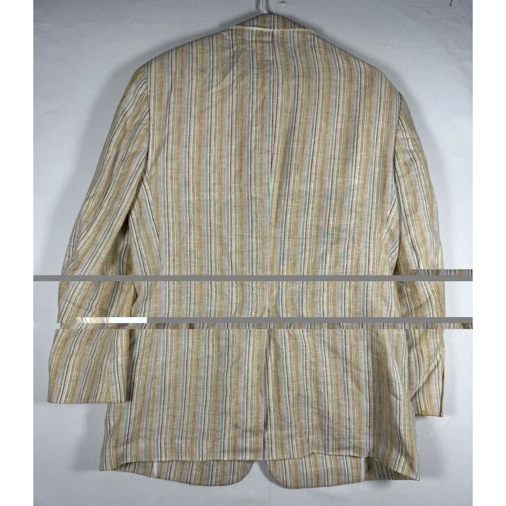 Haspel Sports Coat Men's 40R 100% Linen 3-Button Blazer Multicolor Stripe
